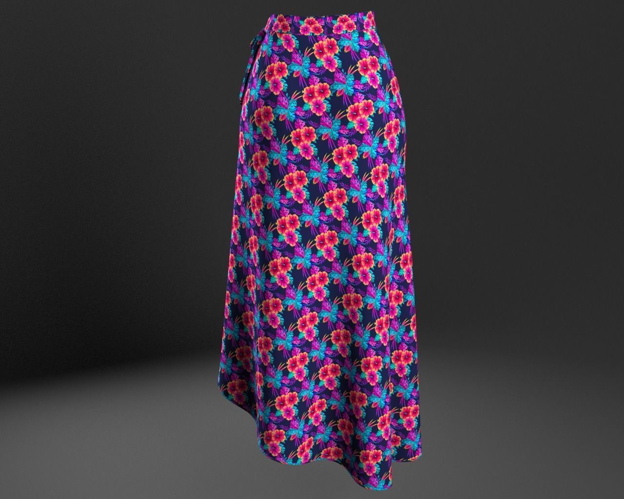 Stylish Designer Women Asymetric Skirt 3D model 3D model_5