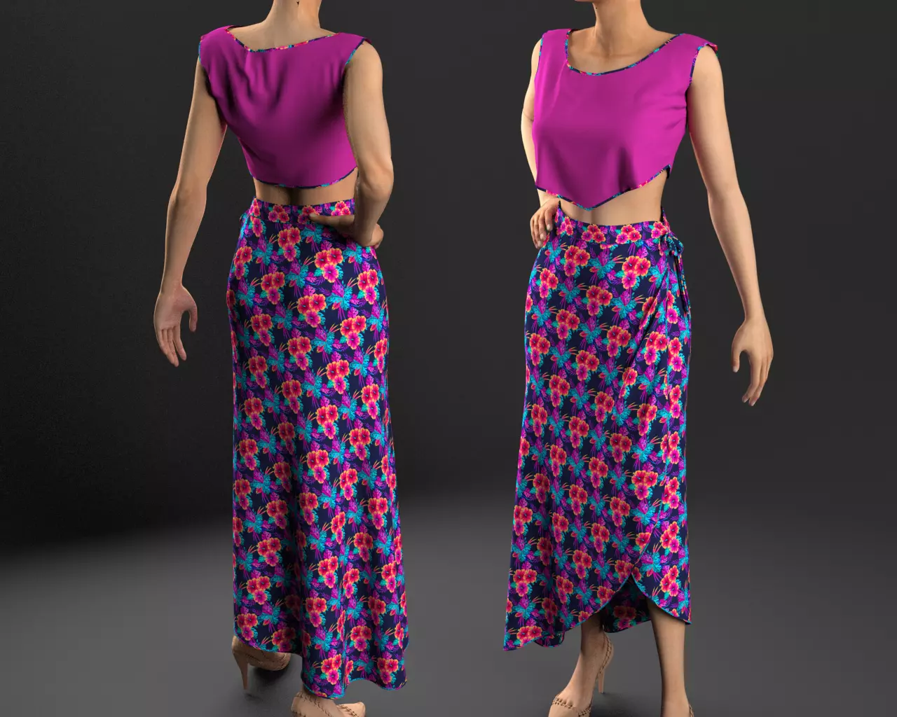 Stylish Designer Women Asymetric Skirt 3D model 3D model_0