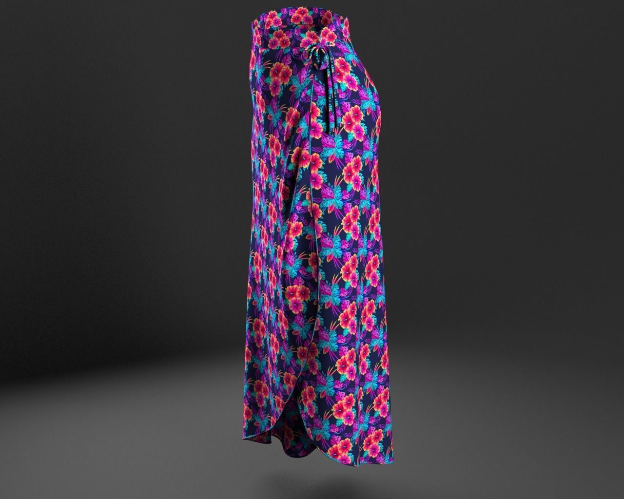 Stylish Designer Women Asymetric Skirt 3D model 3D model_3