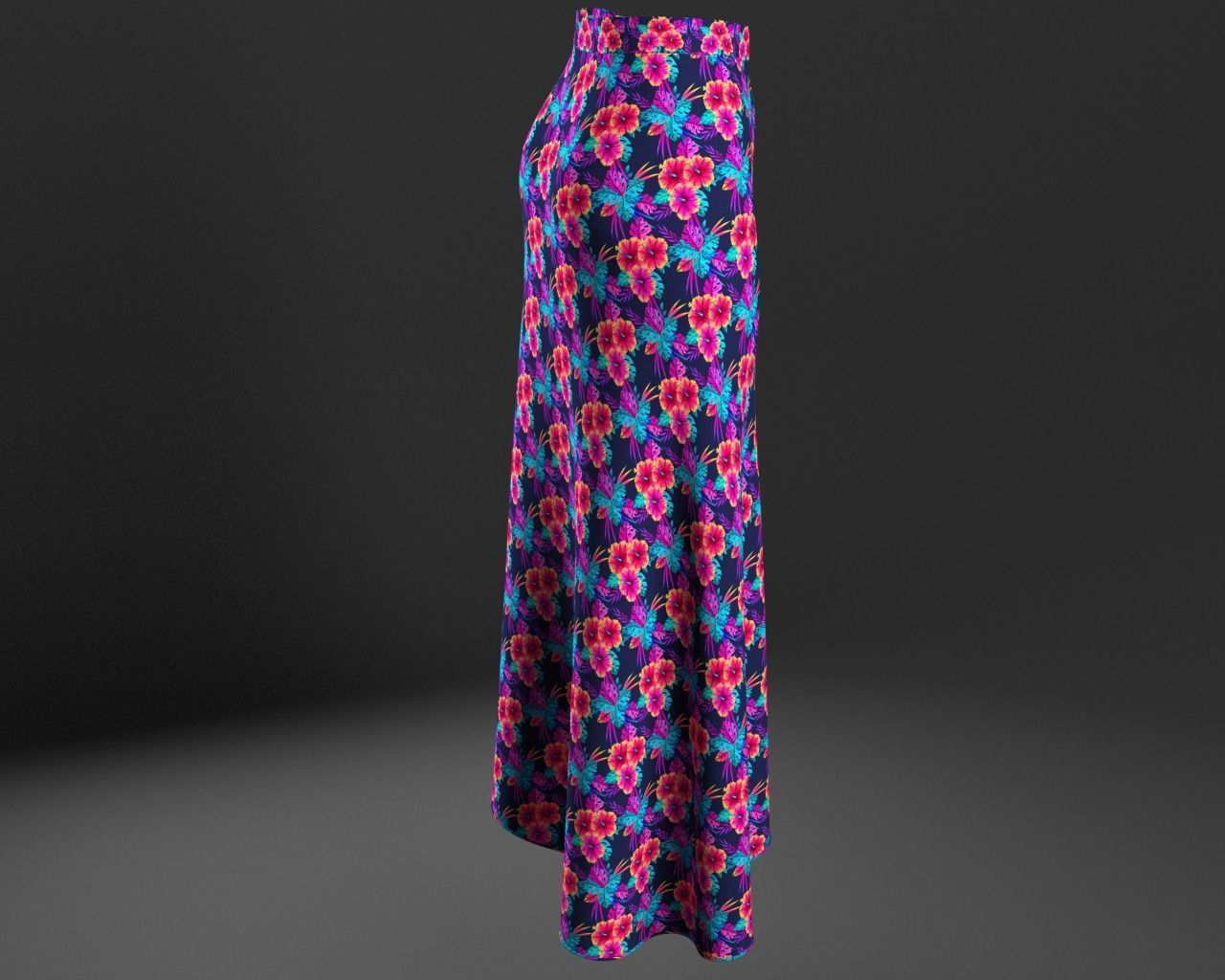 Stylish Designer Women Asymetric Skirt 3D model 3D model_6