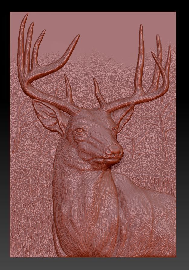 Deer Head- relief -2019 3D print model_4