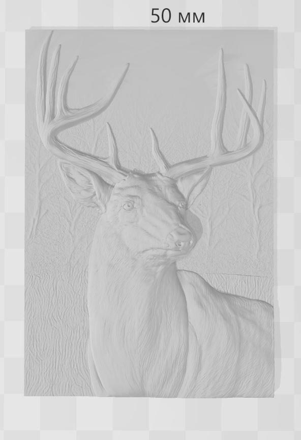 Deer Head- relief -2019 3D print model_2