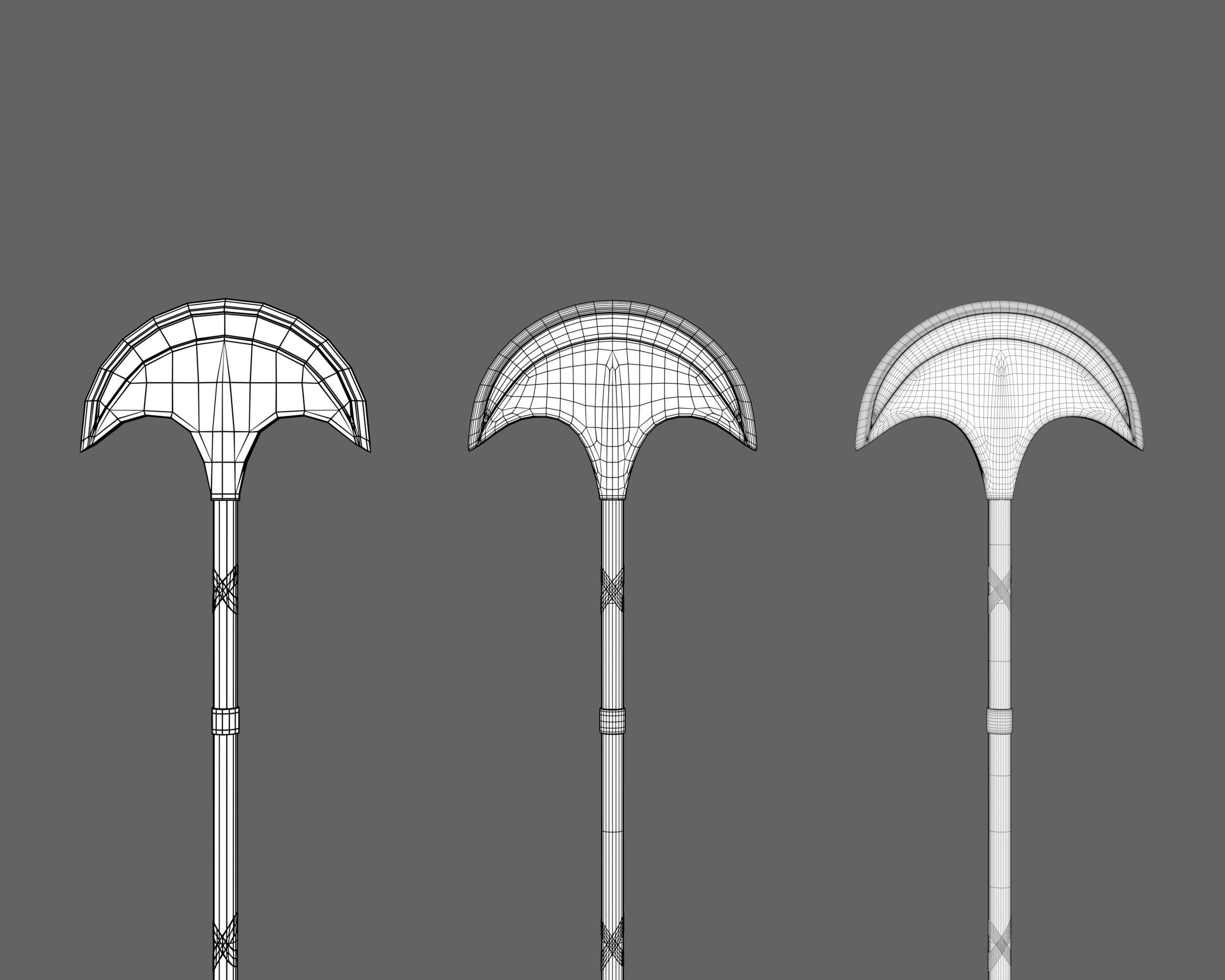 Ancient Egyptian Fan Axe Low-poly 3D model_4