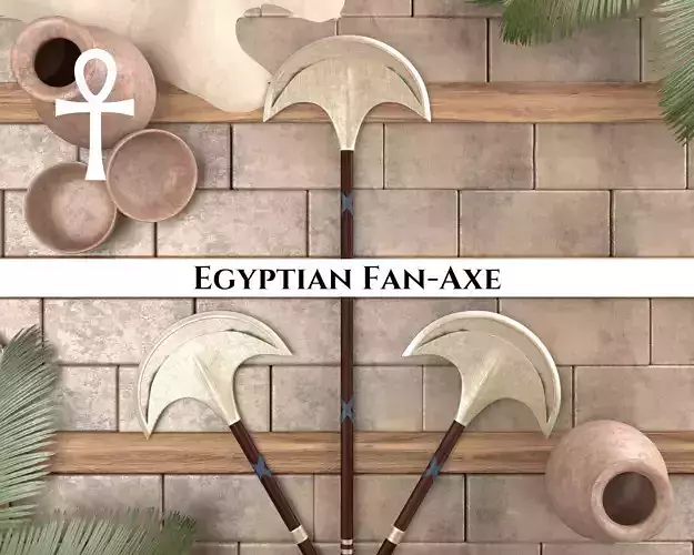 Ancient Egyptian Fan Axe Low-poly 3D model