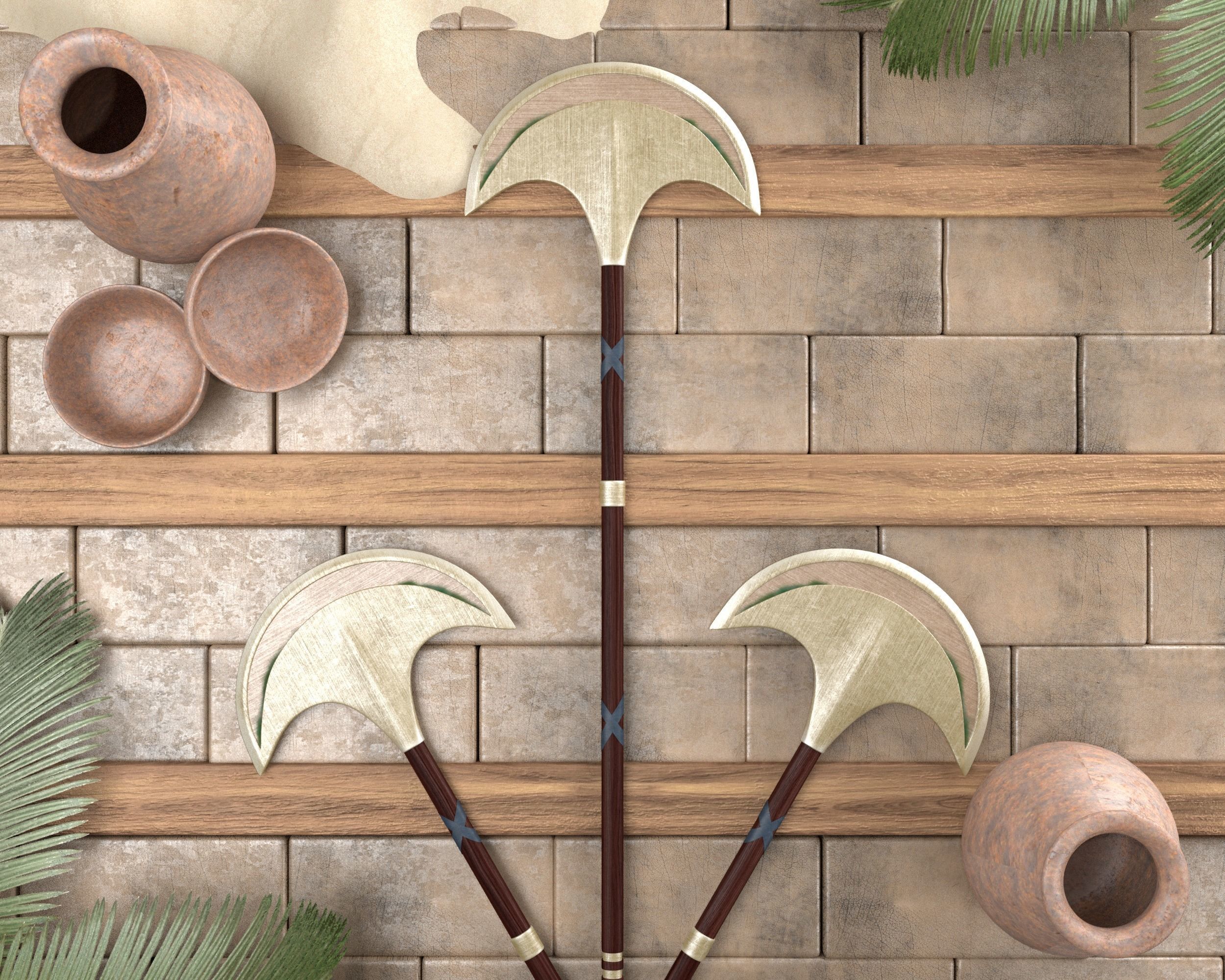 Ancient Egyptian Fan Axe Low-poly 3D model_18