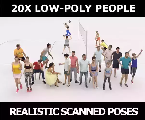 20x LOW POLY SPORT SPORTS SUMMER PEOPLE CROWD