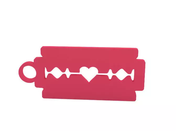 Keychain heart cut out of piece of plastic 3D print model_0