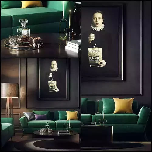 Black interior 3d scene