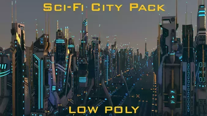Sci-Fi City Package Low-poly 3D model