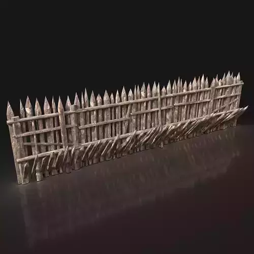 Next Gen AAA Wooden Palisade Walls Low-poly 3D model