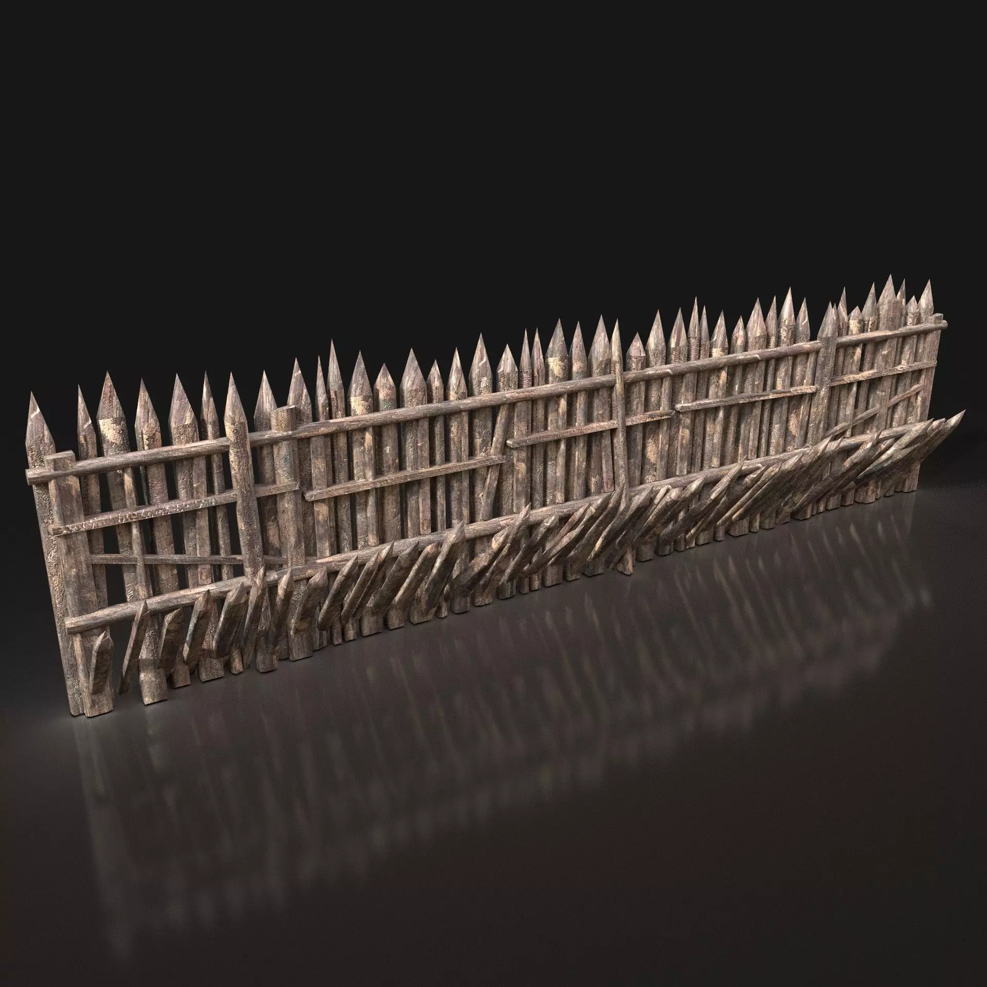 Next Gen AAA Wooden Palisade Walls Low-poly 3D model_0