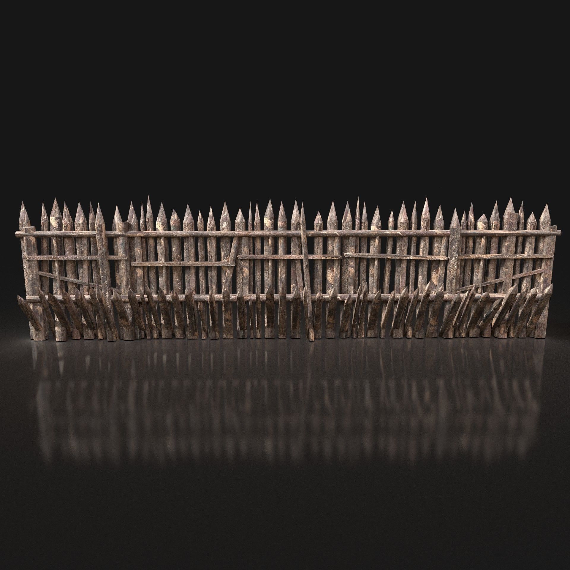 Next Gen AAA Wooden Palisade Walls Low-poly 3D model_1