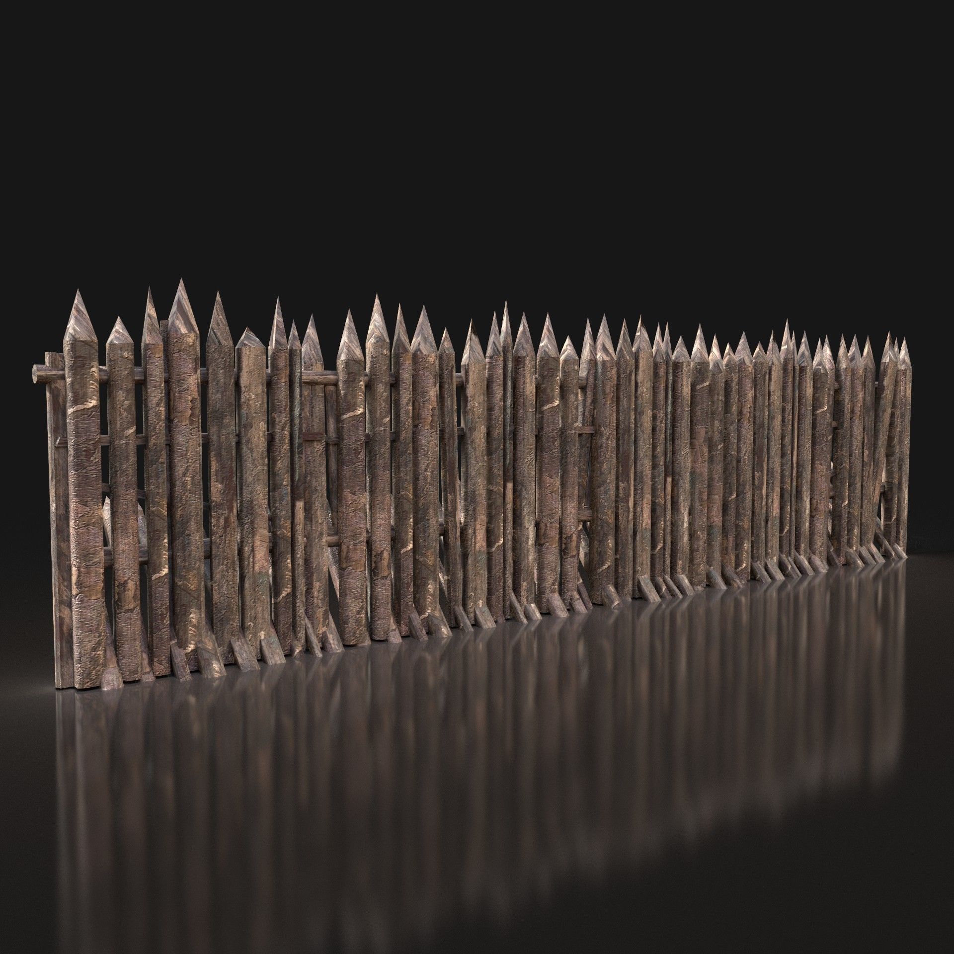 Next Gen AAA Wooden Palisade Walls Low-poly 3D model_3