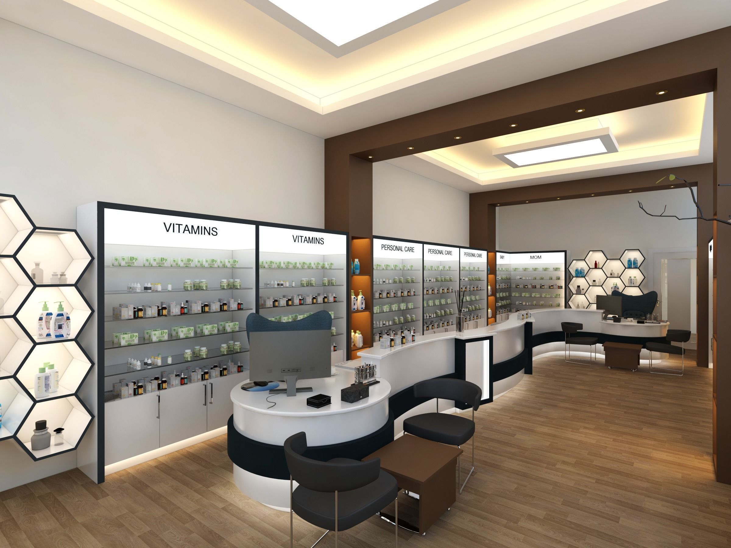 PHARMACY cbd shop interior design 3D model_1