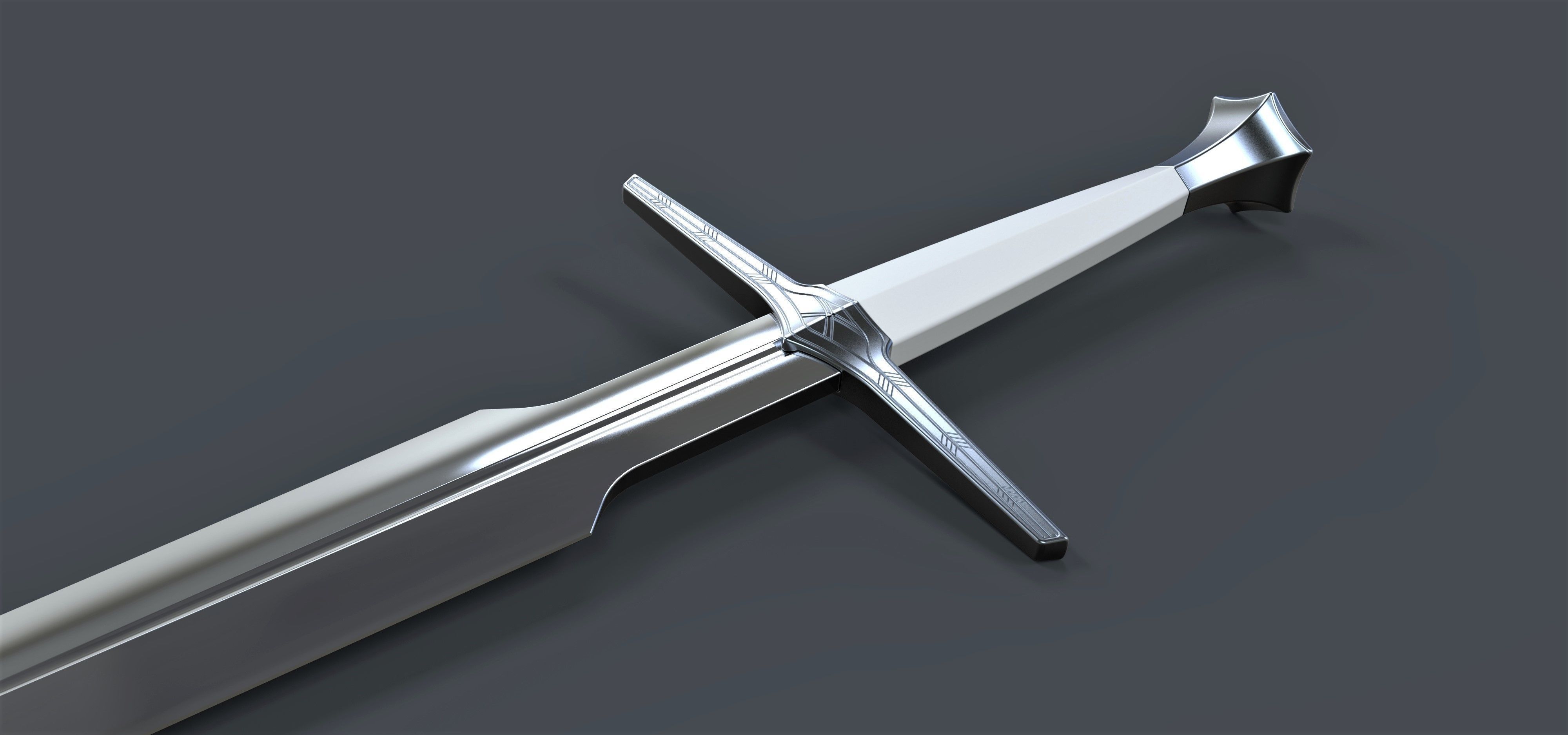 Silver sword from The Witcher TV series 3D print model_7