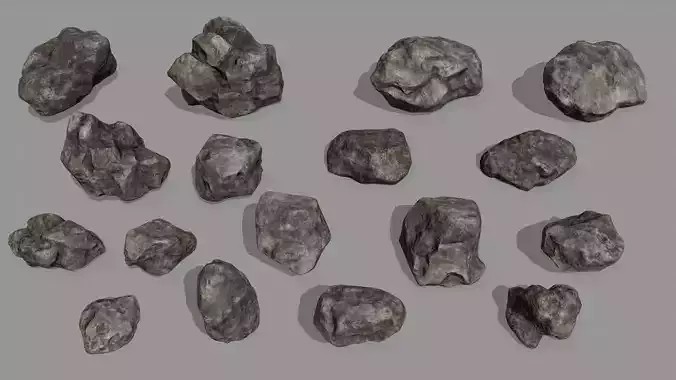 Rock Set Low-poly 3D model