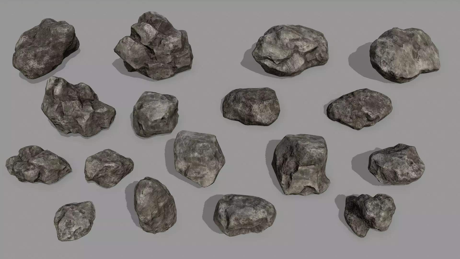 Rock Set Low-poly 3D model_0
