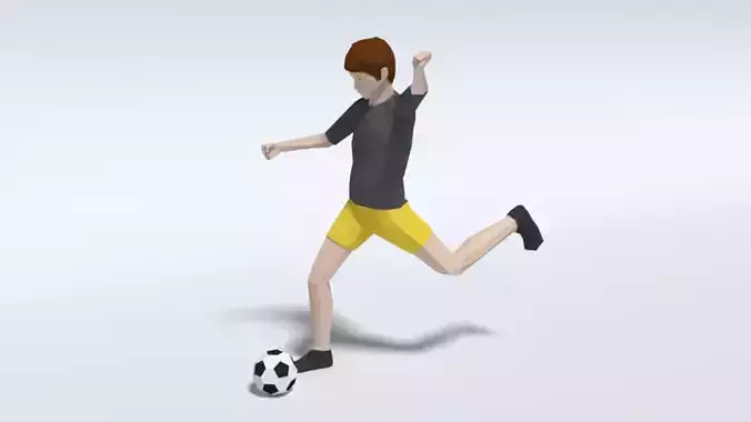 Low Poly Kid Playing Football