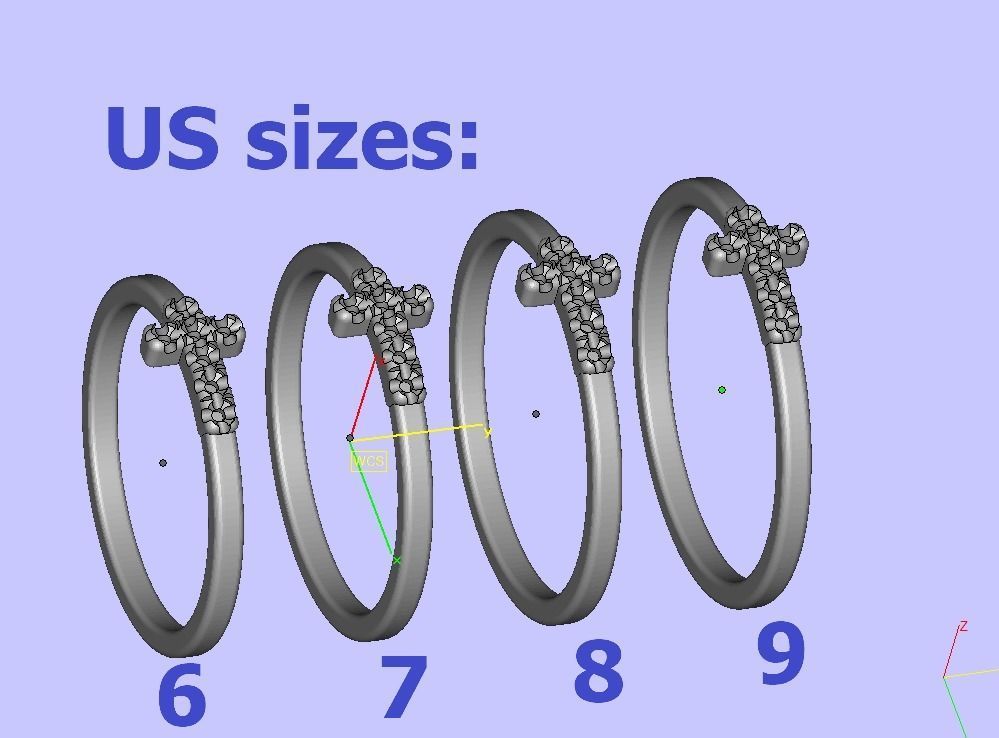 Cross Ring French Pave Setting ring 3dmodel 3D print model 3D print model_6