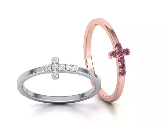 Cross Ring French Pave Setting ring 3dmodel 3D print model 3D print model