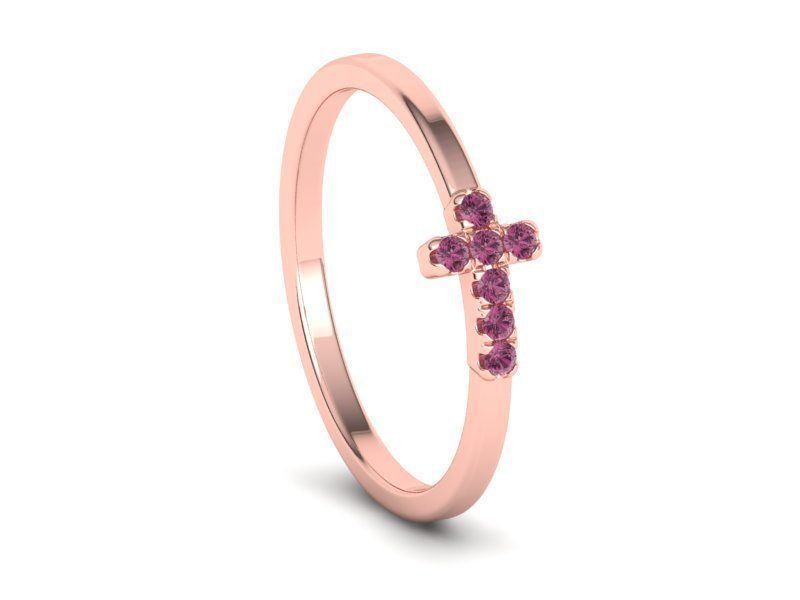 Cross Ring French Pave Setting ring 3dmodel 3D print model 3D print model_12