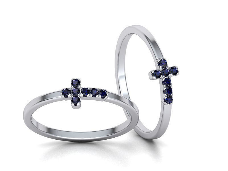 Cross Ring French Pave Setting ring 3dmodel 3D print model 3D print model_2