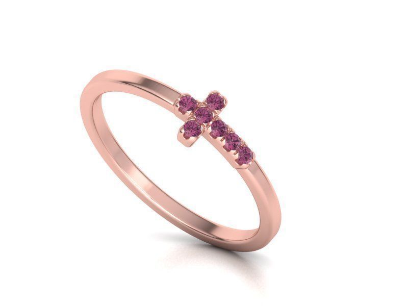 Cross Ring French Pave Setting ring 3dmodel 3D print model 3D print model_11