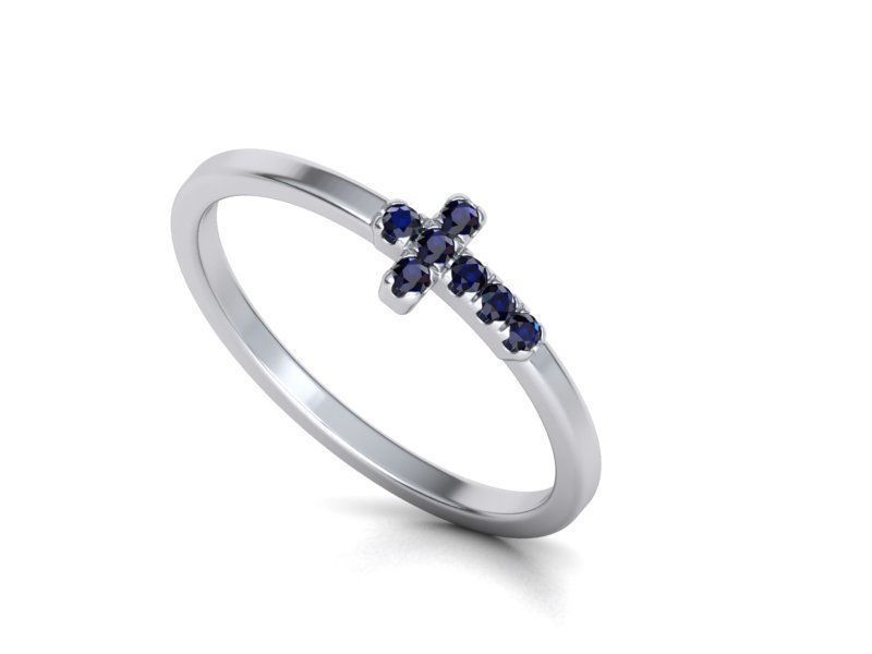 Cross Ring French Pave Setting ring 3dmodel 3D print model 3D print model_7