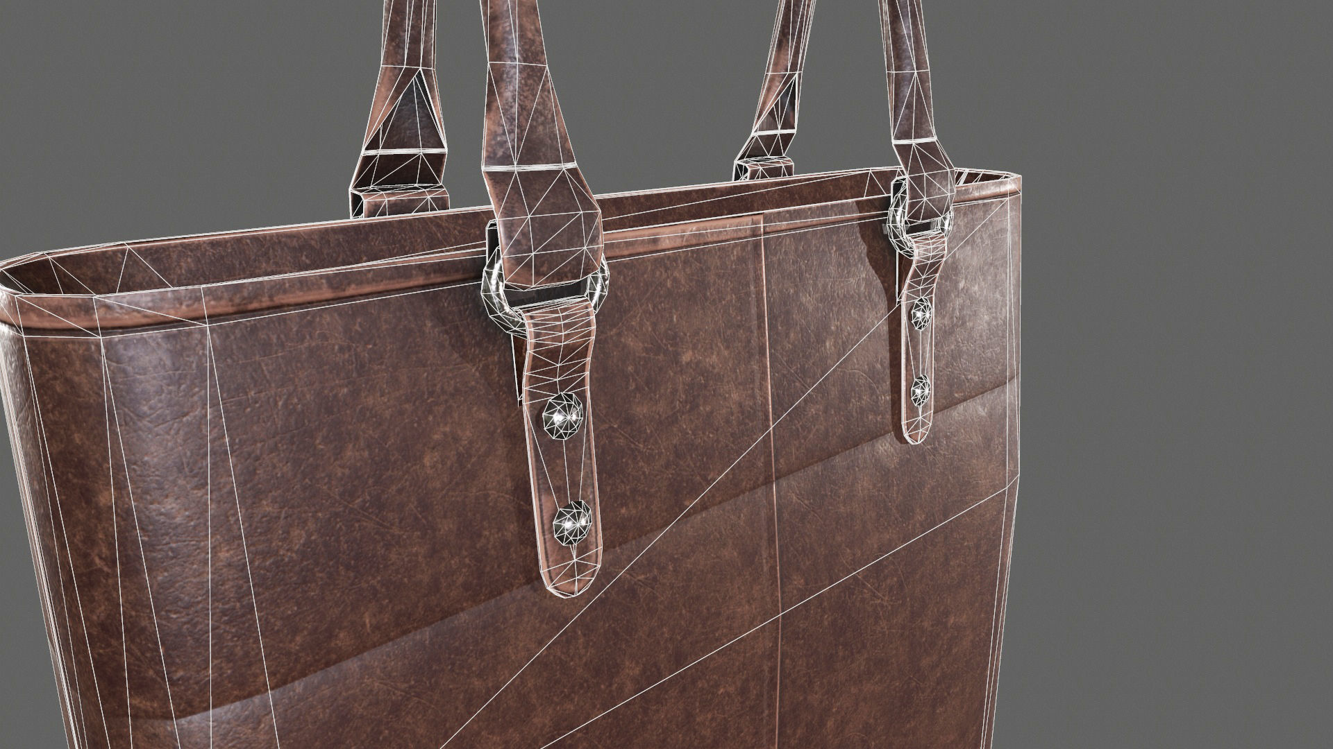 Leather Hand Bag Game-Ready Low-poly 3D model_17
