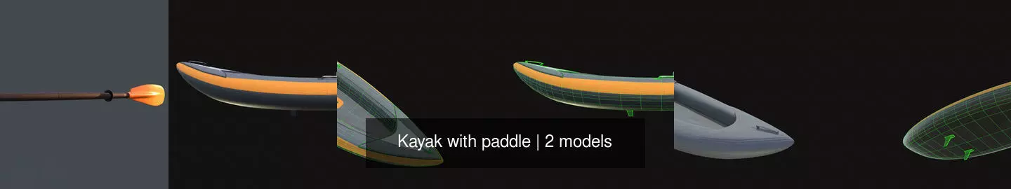 Kayak with paddle 3D Model Collection_0