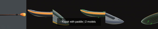 Kayak with paddle 3D Model Collection