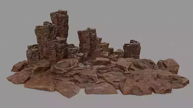 desert rock  Low-poly 3D model
