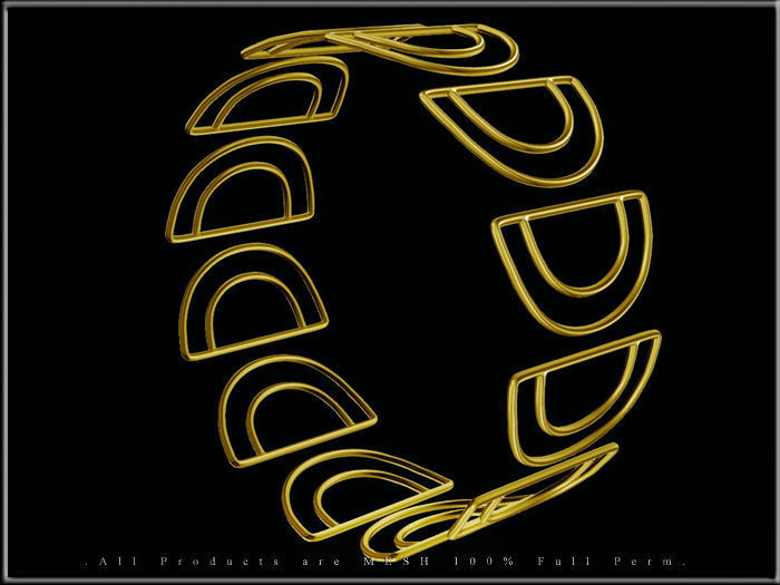 Half Circle Metal Chain Rings - Dozen - Round Low-poly 3D model_4