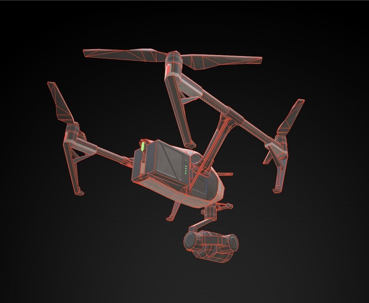 Drone DJI Inspired Low-poly 3D model_13