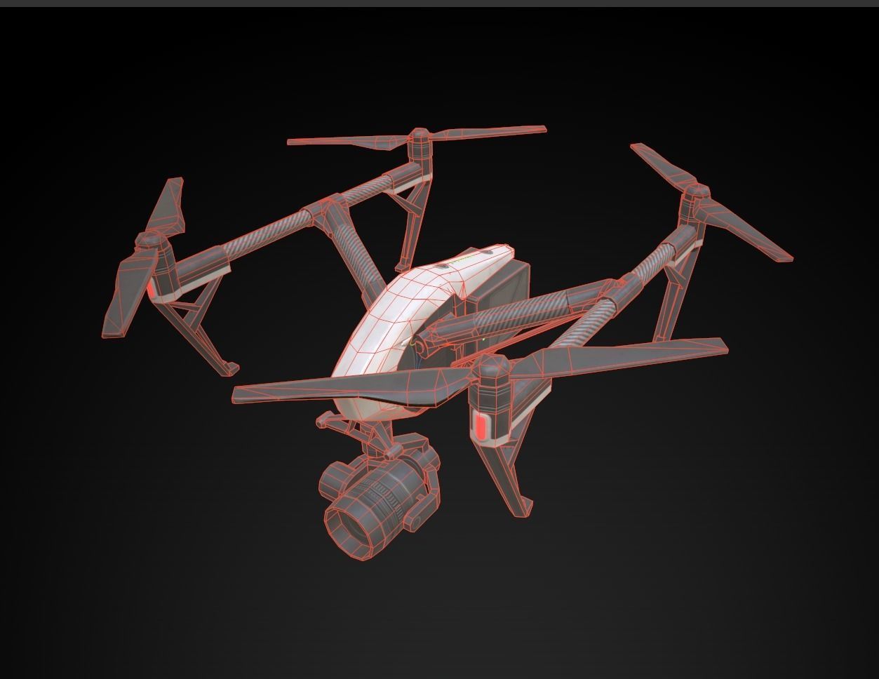 Drone DJI Inspired Low-poly 3D model_12