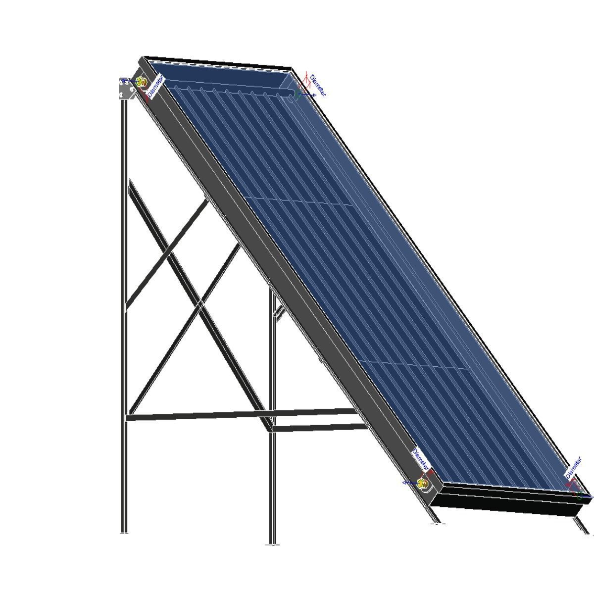 Solar Panel Flat Plate Collector 3D print model_2