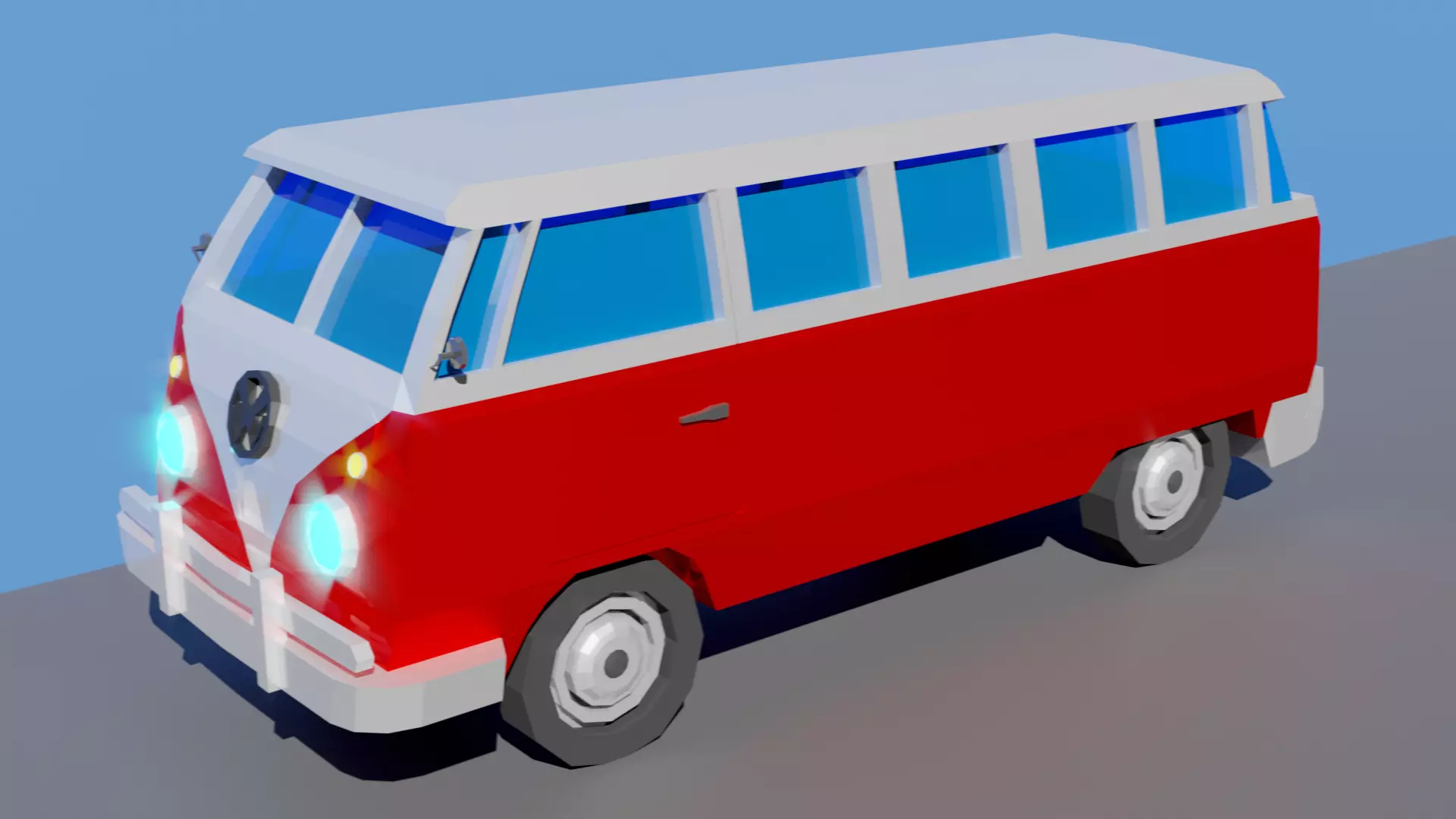 Low Poly Van vw bus Low-poly 3D model_0