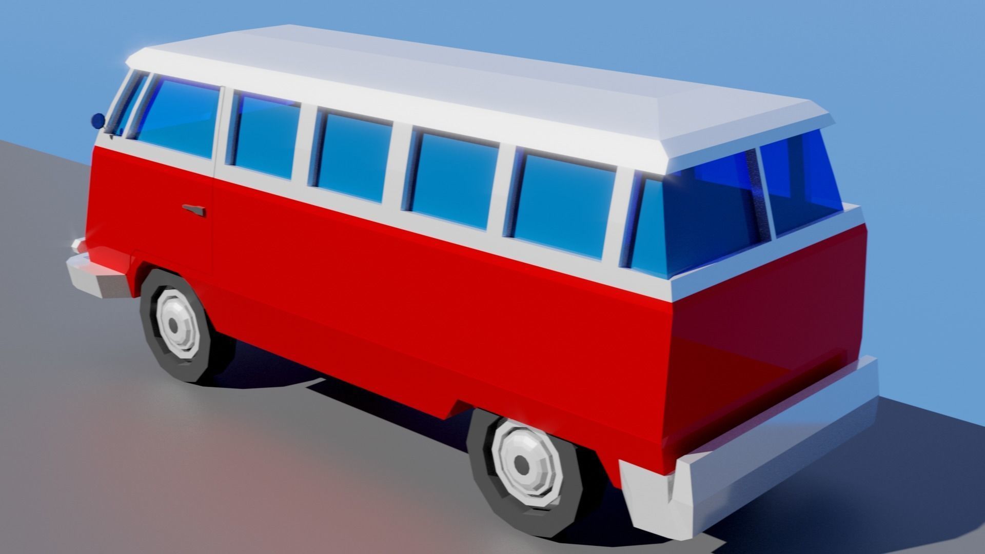 Low Poly Van vw bus Low-poly 3D model_1