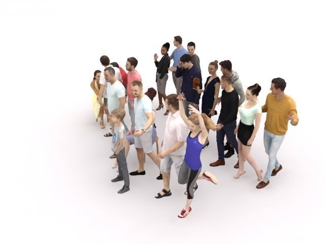 20x LOW POLY CASUAL SUMMER PEOPLE CROWD CHARACTERS Low-poly 3D model_4