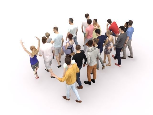 20x LOW POLY CASUAL SUMMER PEOPLE CROWD CHARACTERS Low-poly 3D model_7