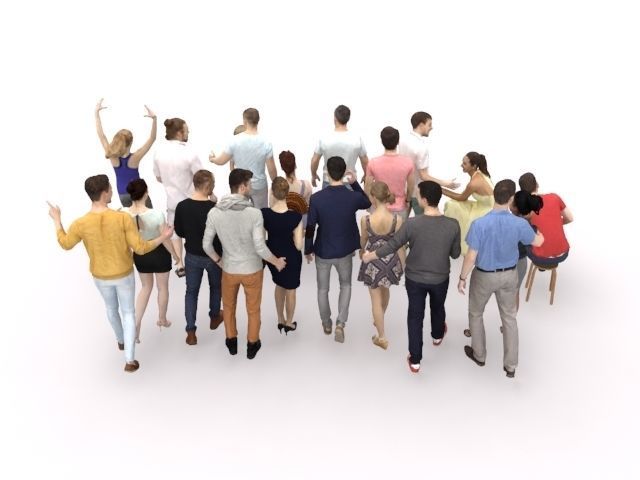 20x LOW POLY CASUAL SUMMER PEOPLE CROWD CHARACTERS Low-poly 3D model_9