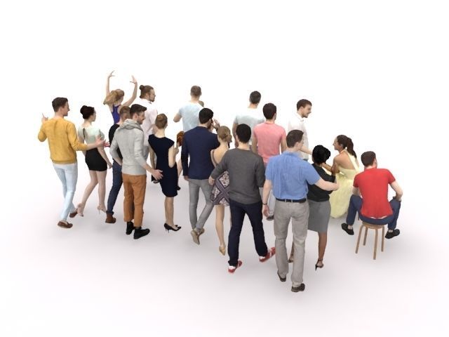 20x LOW POLY CASUAL SUMMER PEOPLE CROWD CHARACTERS Low-poly 3D model_10