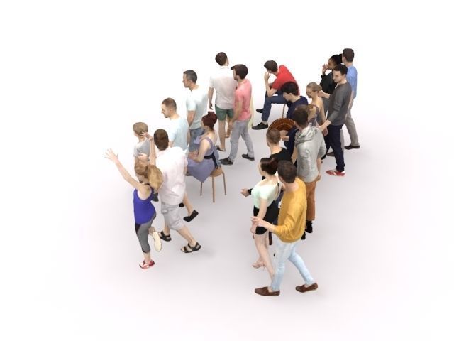 20x LOW POLY CASUAL SUMMER PEOPLE CROWD CHARACTERS Low-poly 3D model_6