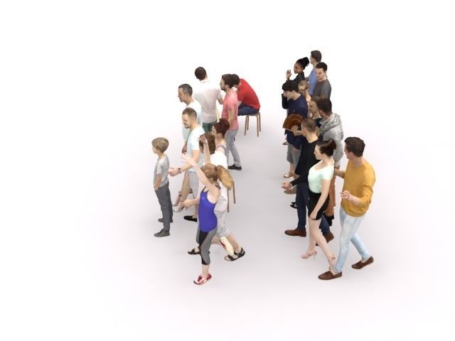 20x LOW POLY CASUAL SUMMER PEOPLE CROWD CHARACTERS Low-poly 3D model_5