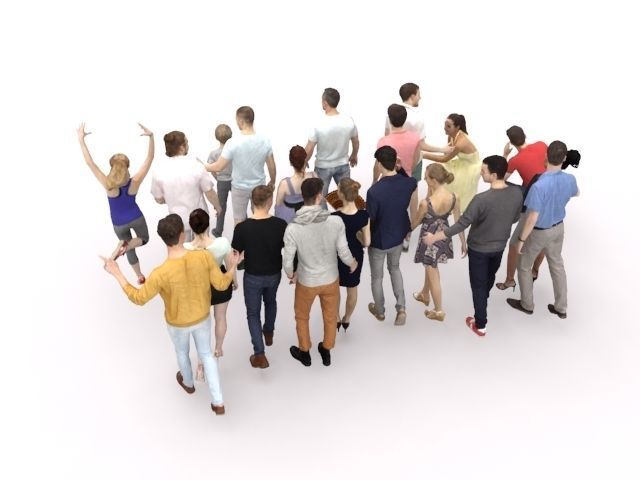 20x LOW POLY CASUAL SUMMER PEOPLE CROWD CHARACTERS Low-poly 3D model_8