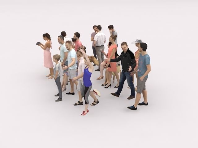 20x LOW POLY CASUAL VOL02 PEOPLE SUMMER CROWD SITTING CHARACTERS Low-poly 3D model_5