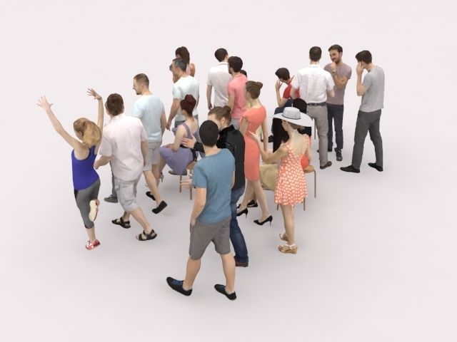20x LOW POLY CASUAL VOL02 PEOPLE SUMMER CROWD SITTING CHARACTERS Low-poly 3D model_7