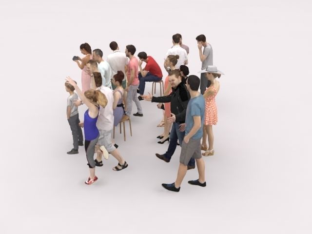 20x LOW POLY CASUAL VOL02 PEOPLE SUMMER CROWD SITTING CHARACTERS Low-poly 3D model_6