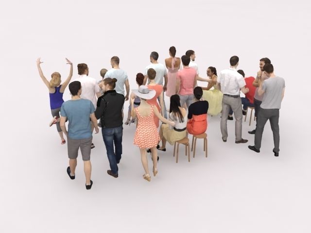 20x LOW POLY CASUAL VOL02 PEOPLE SUMMER CROWD SITTING CHARACTERS Low-poly 3D model_8