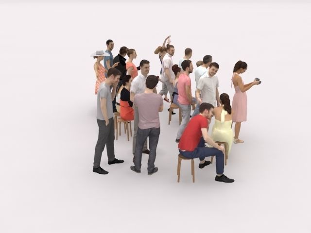 20x LOW POLY CASUAL VOL02 PEOPLE SUMMER CROWD SITTING CHARACTERS Low-poly 3D model_12